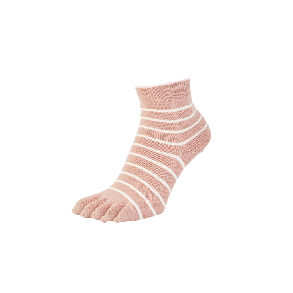Striped Cotton Toe  Quarter Socks
