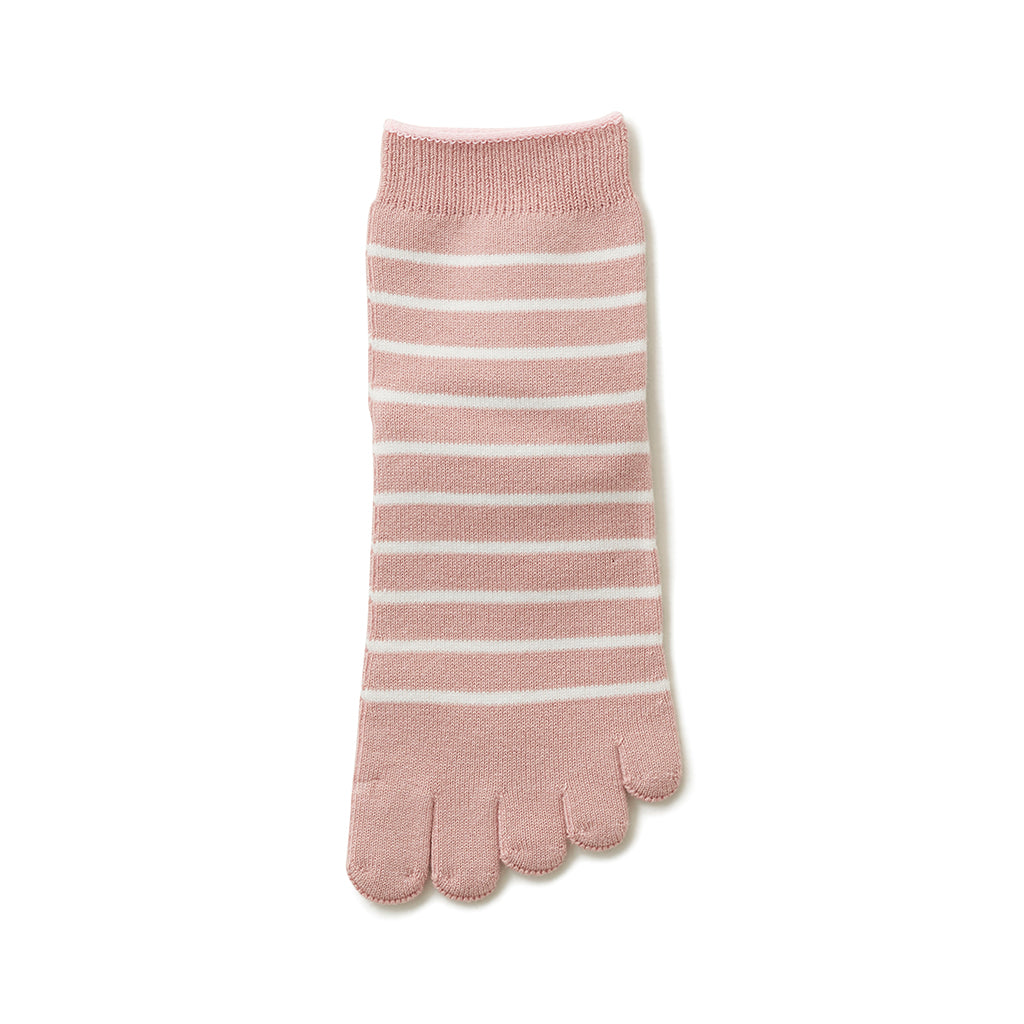 Striped Cotton Toe  Quarter Socks