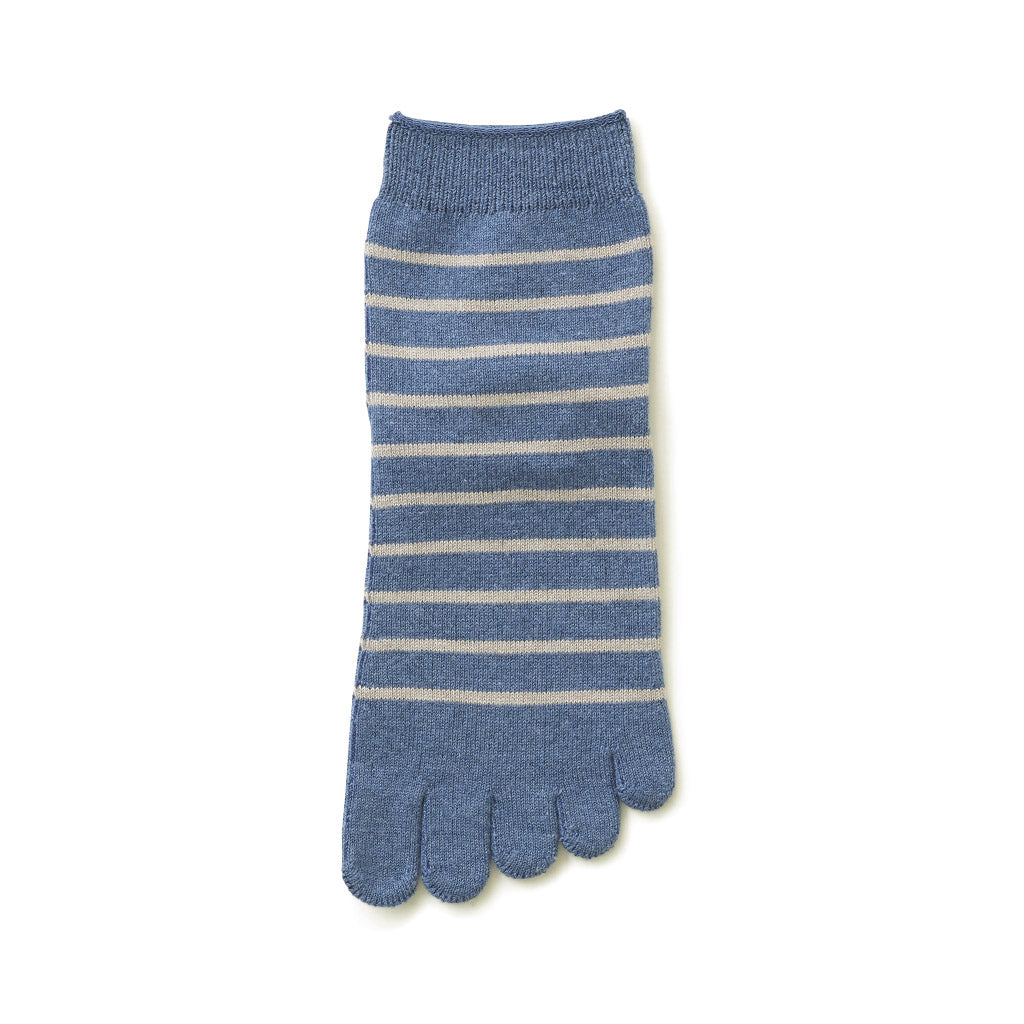 Striped Cotton Toe  Quarter Socks