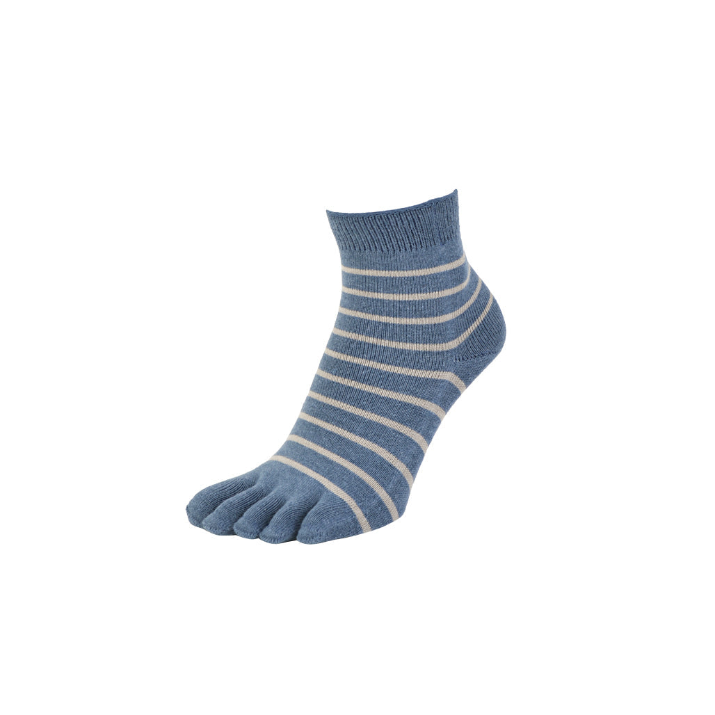Striped Cotton Toe  Quarter Socks