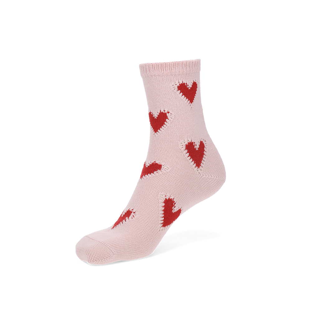 Crochet Heart Cotton  Crew Socks