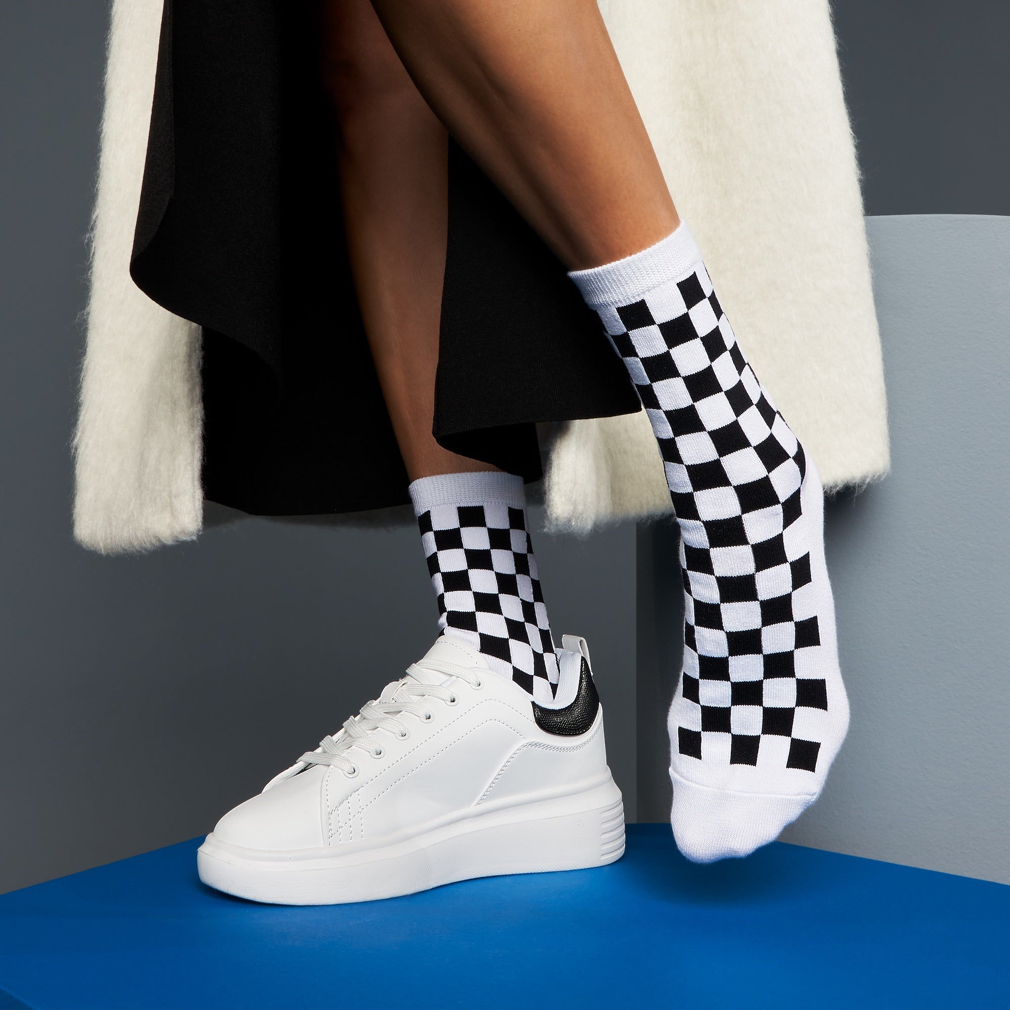 Plaid Cotton Crew Socks