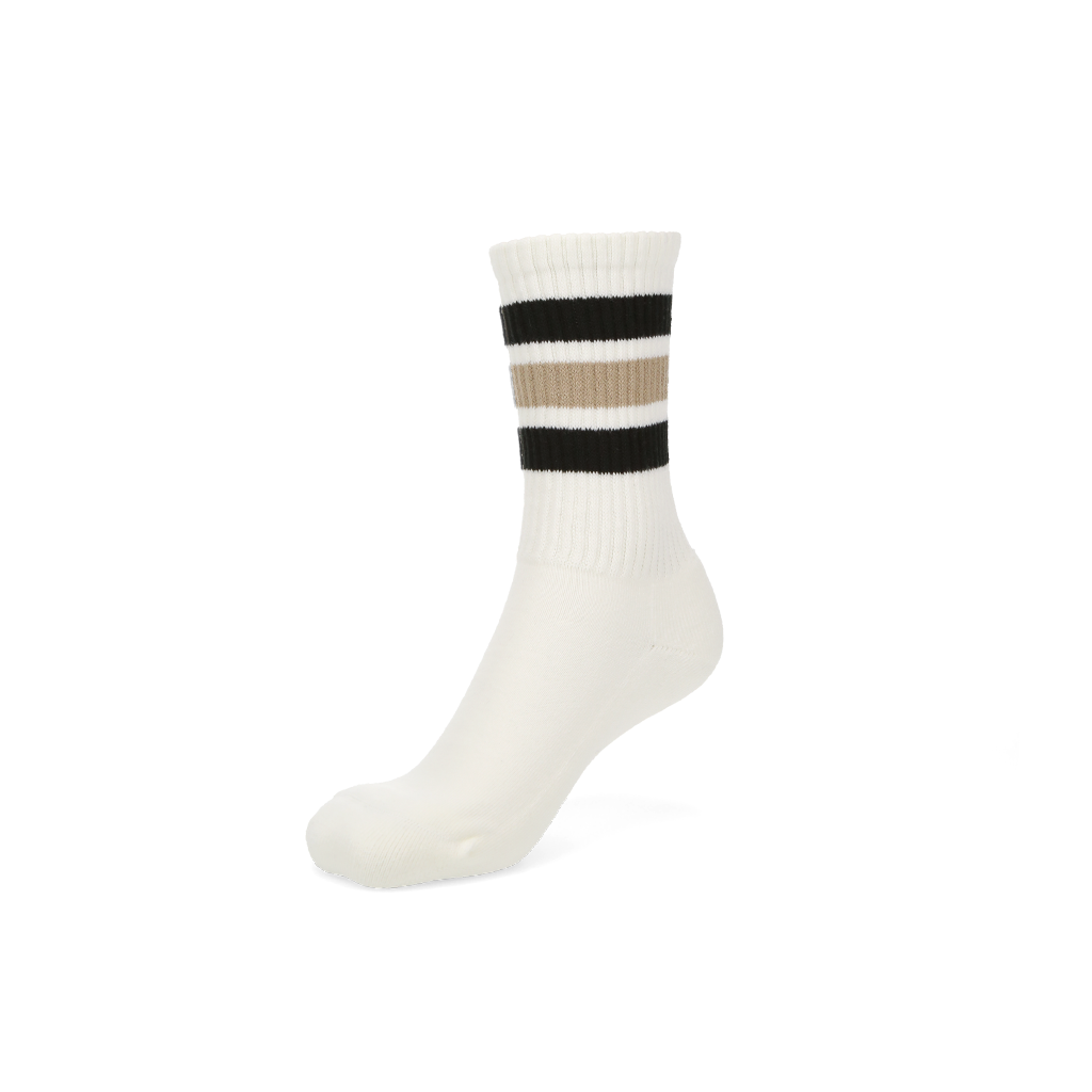 Sandwich-Stripes Cotton Pile  Crew Socks