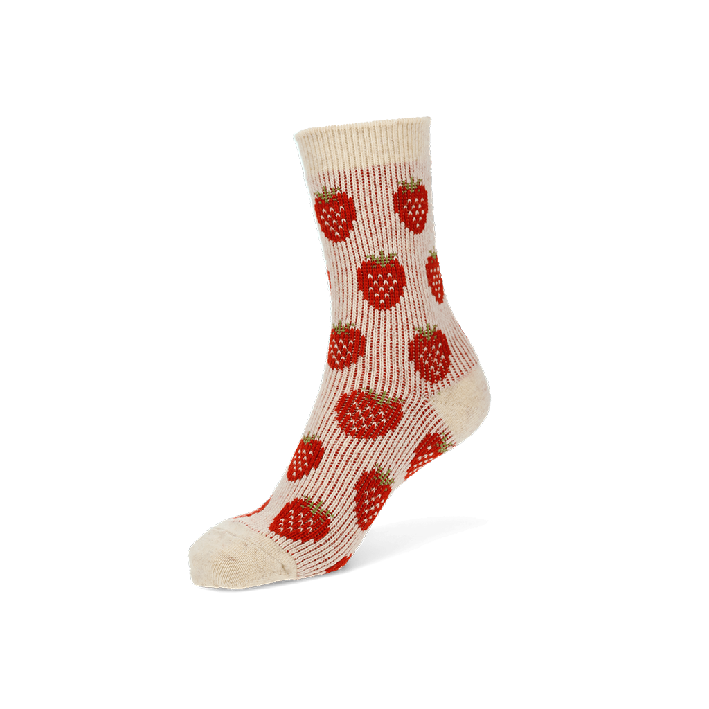 Jacquard Strawberry Merino  Crew Socks