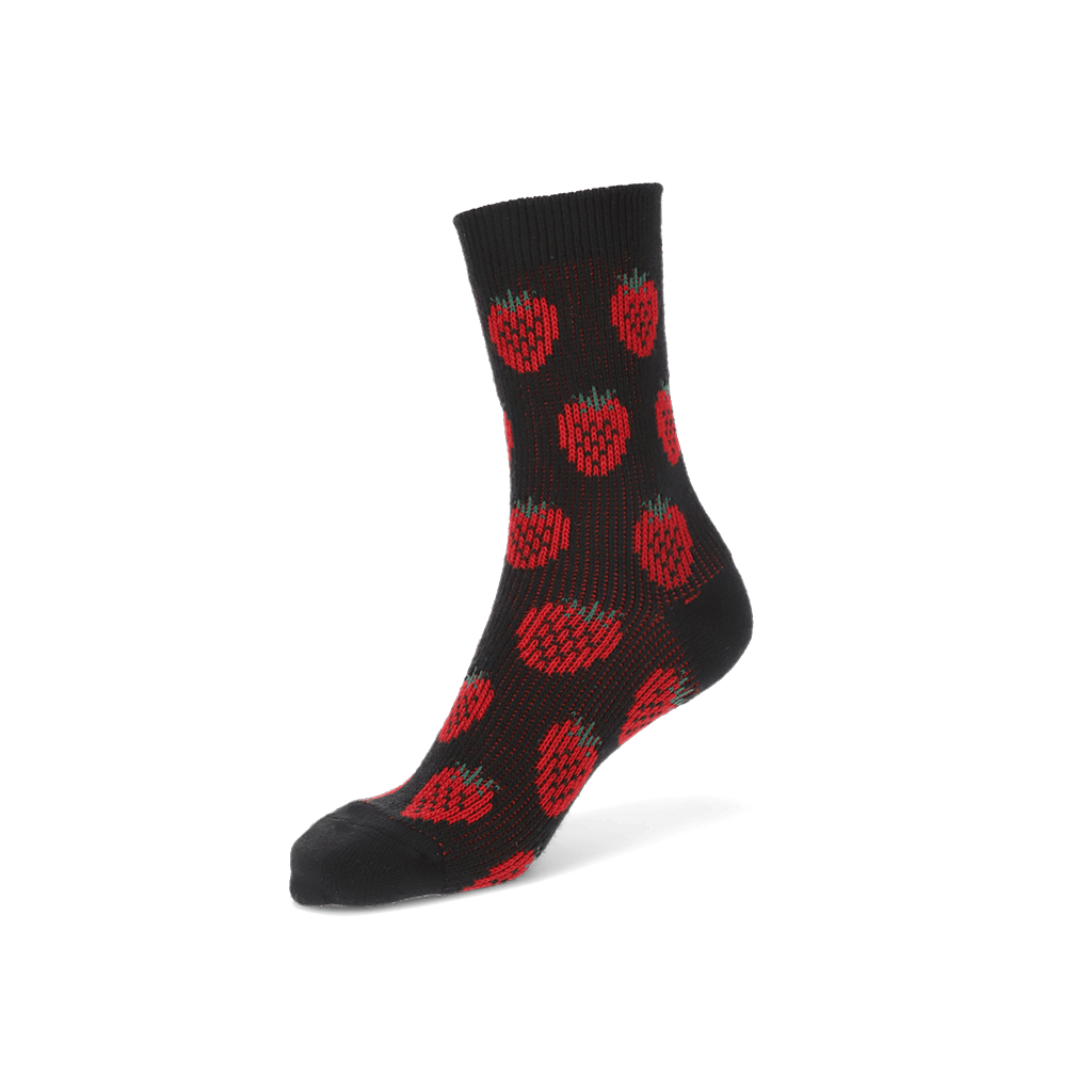 Jacquard Strawberry Merino  Crew Socks
