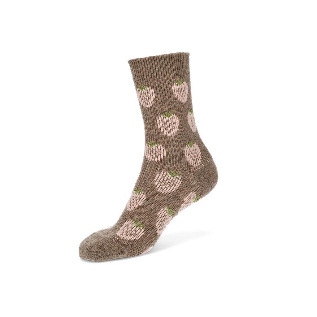 Jacquard Strawberry Merino  Crew Socks