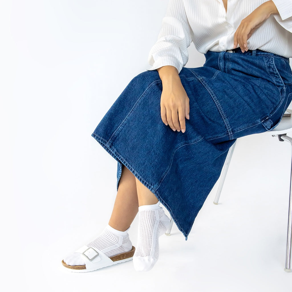 Glitter Line Cotton Mesh  Ankle Socks