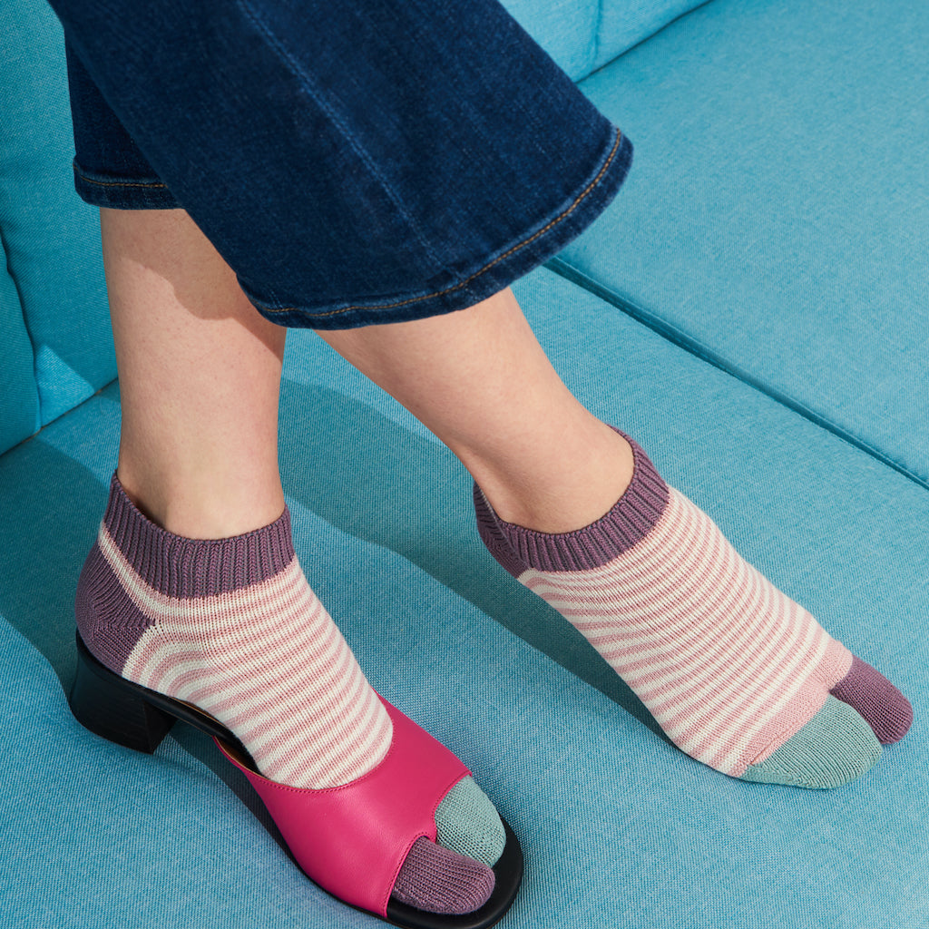 Striped Cotton Tabi  Ankle Socks