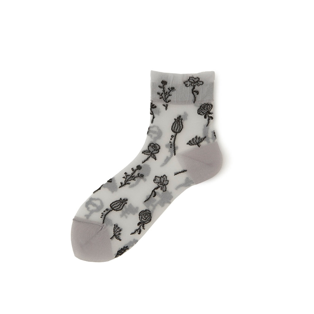 Floral Monotone  Quarter Socks