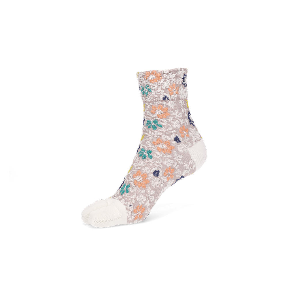 Float Flower Cotton Tabi  Crew Socks