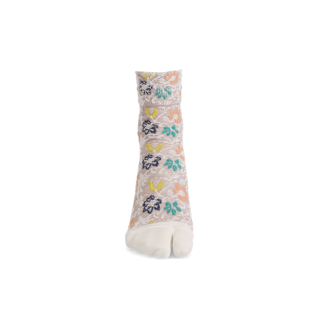 Float Flower Cotton Tabi  Crew Socks