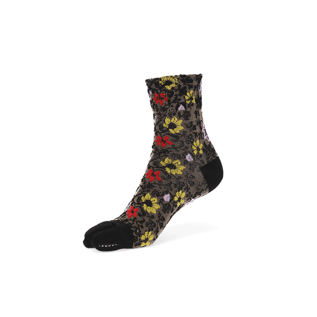 Float Flower Cotton Tabi  Crew Socks