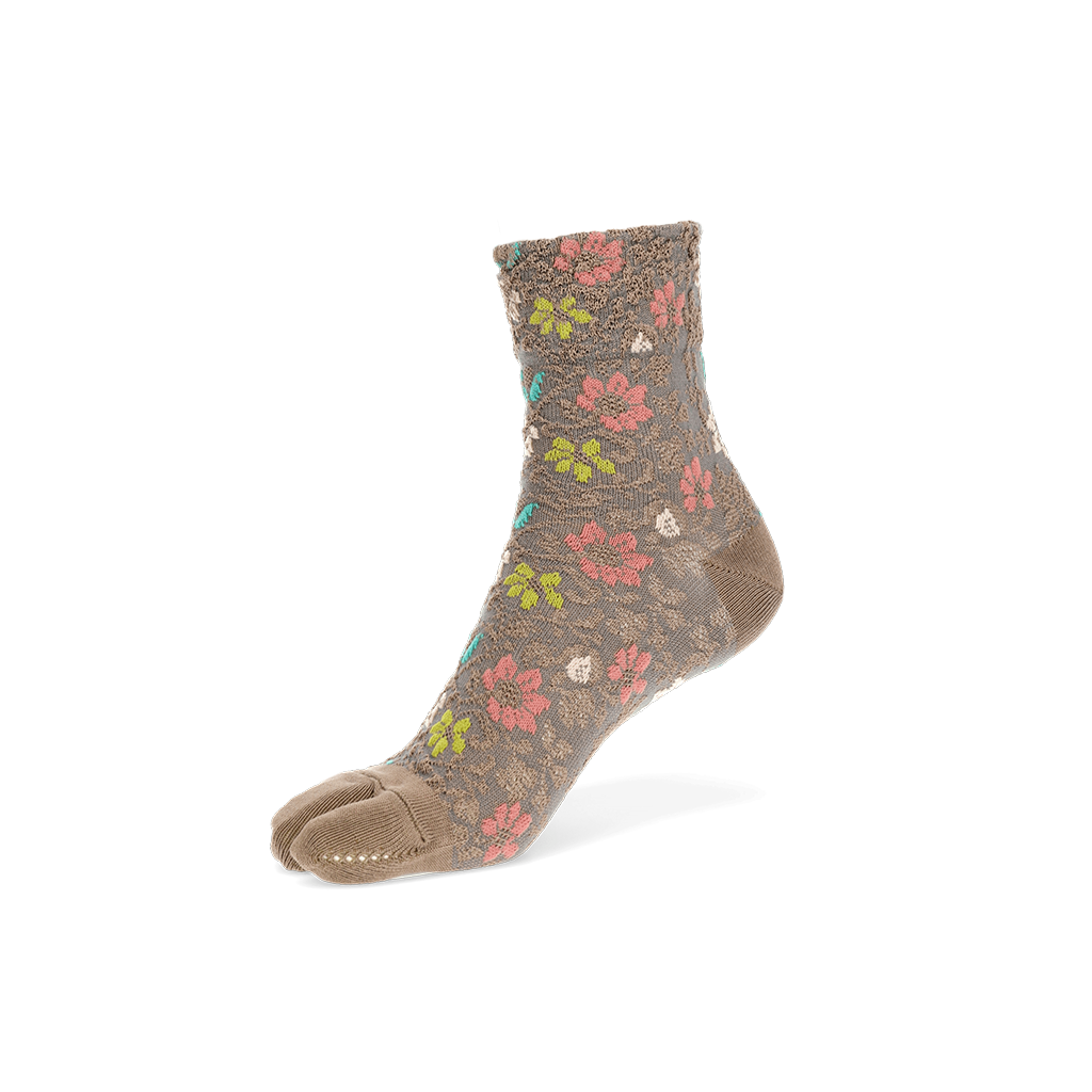 Float Flower Cotton Tabi  Crew Socks