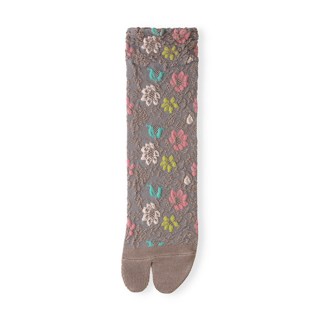 Float Flower Cotton Tabi  Crew Socks