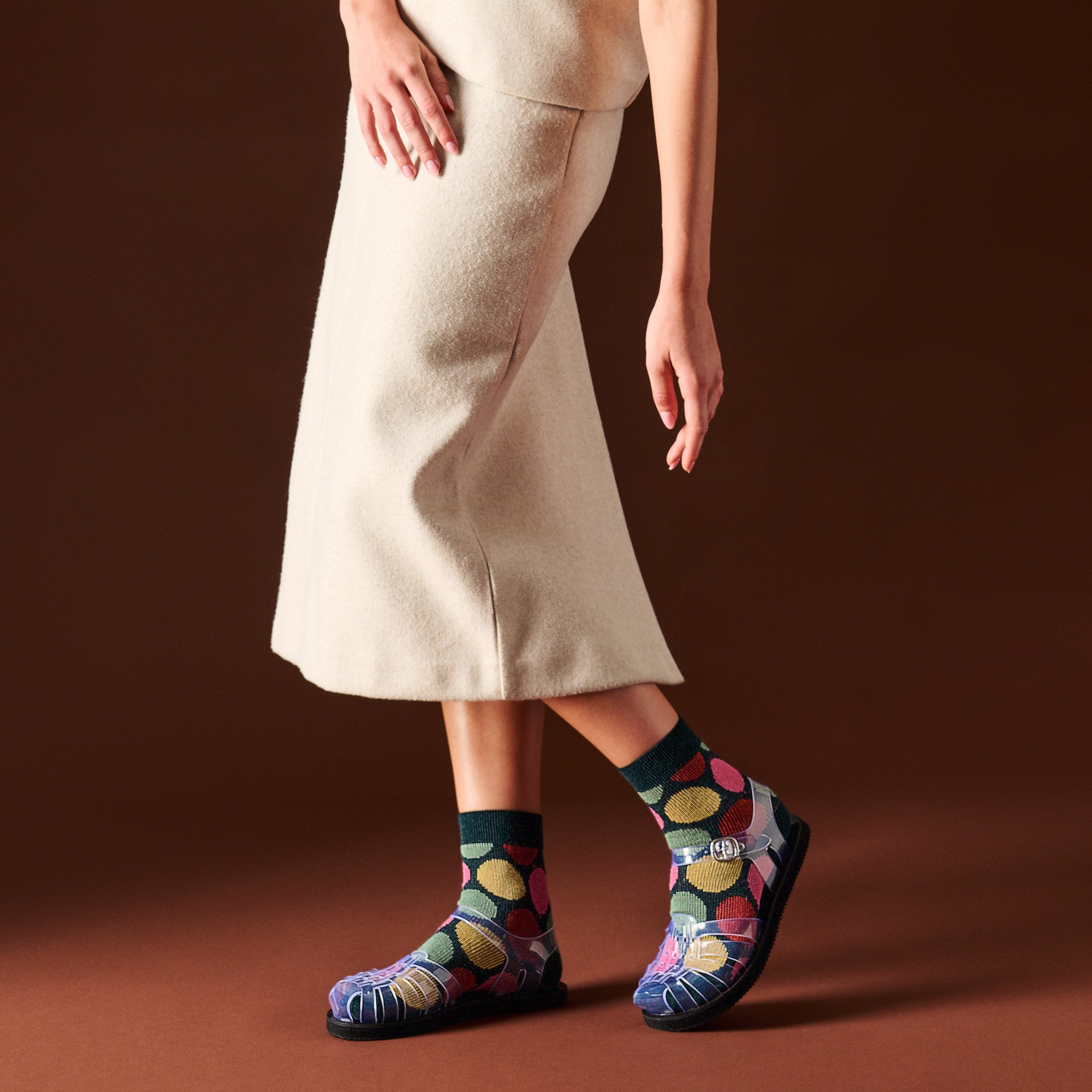 Jacquard Dot Merino  Quarter Socks