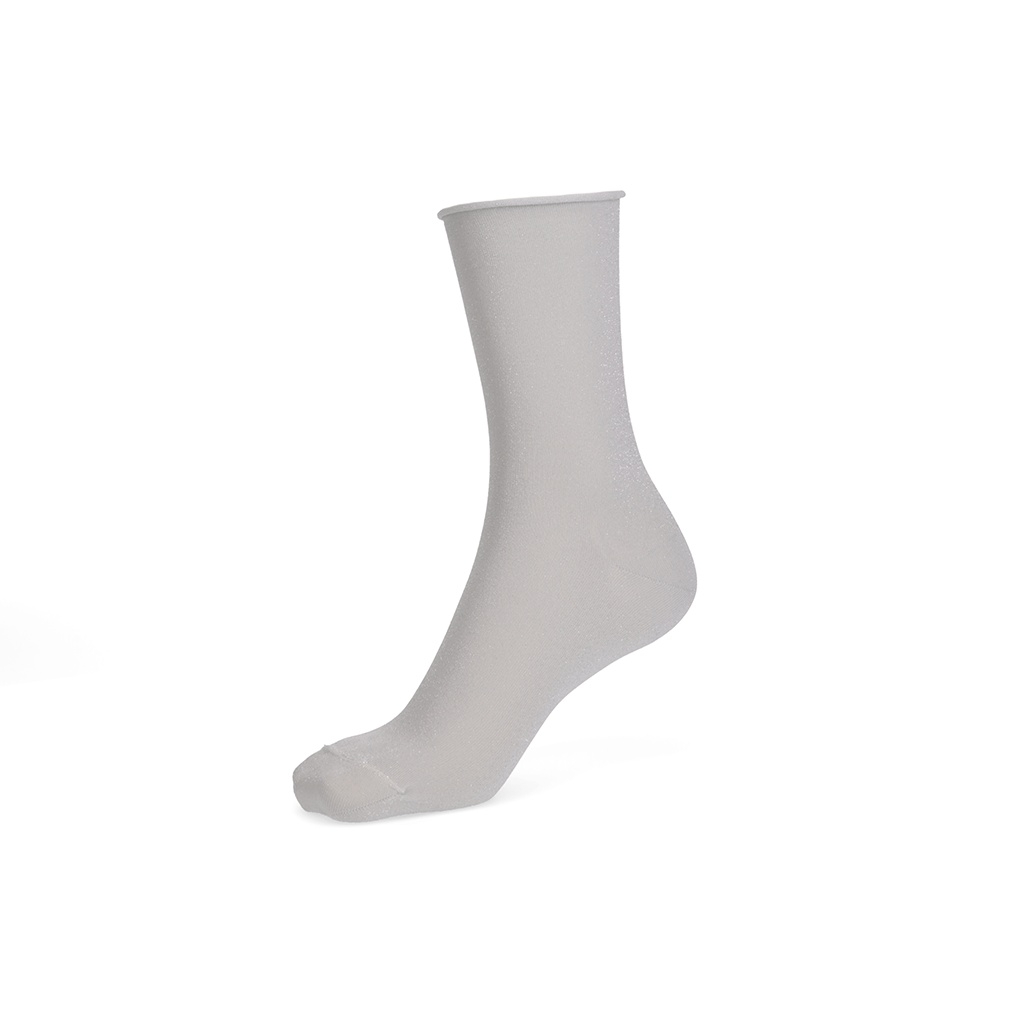 Soft Lamé Semi-Sheer  Crew Socks