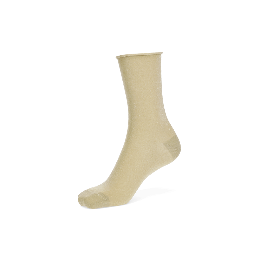 Soft Lamé Semi-Sheer  Crew Socks