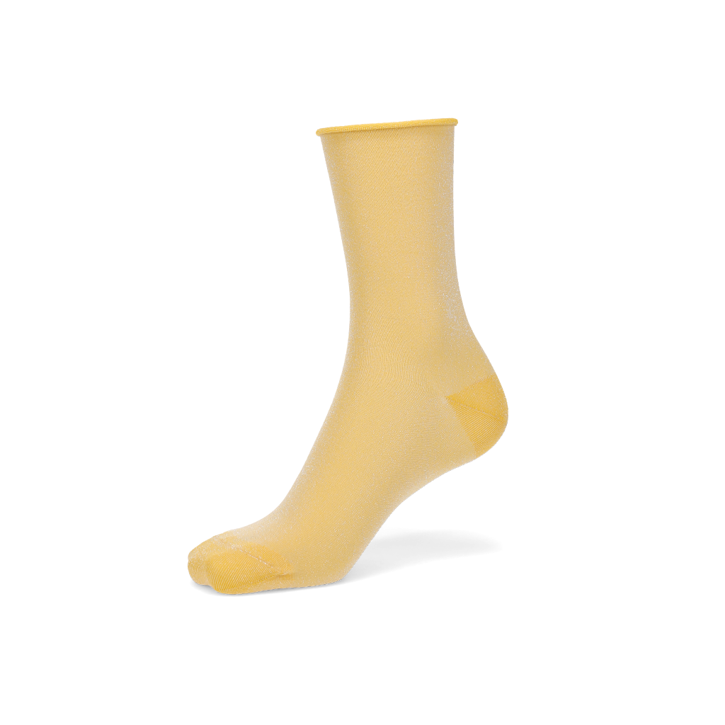 Soft Lamé Semi-Sheer  Crew Socks