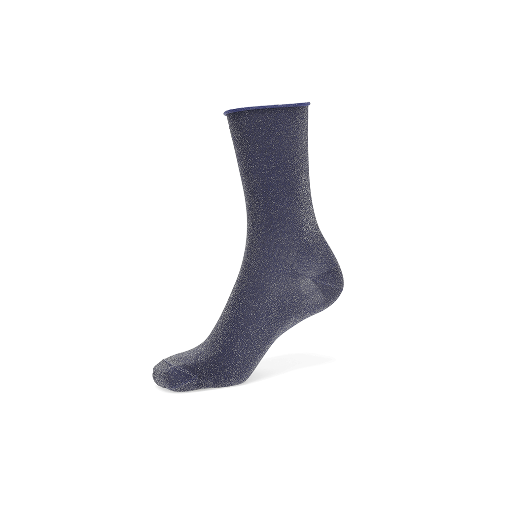 Soft Lamé Semi-Sheer  Crew Socks