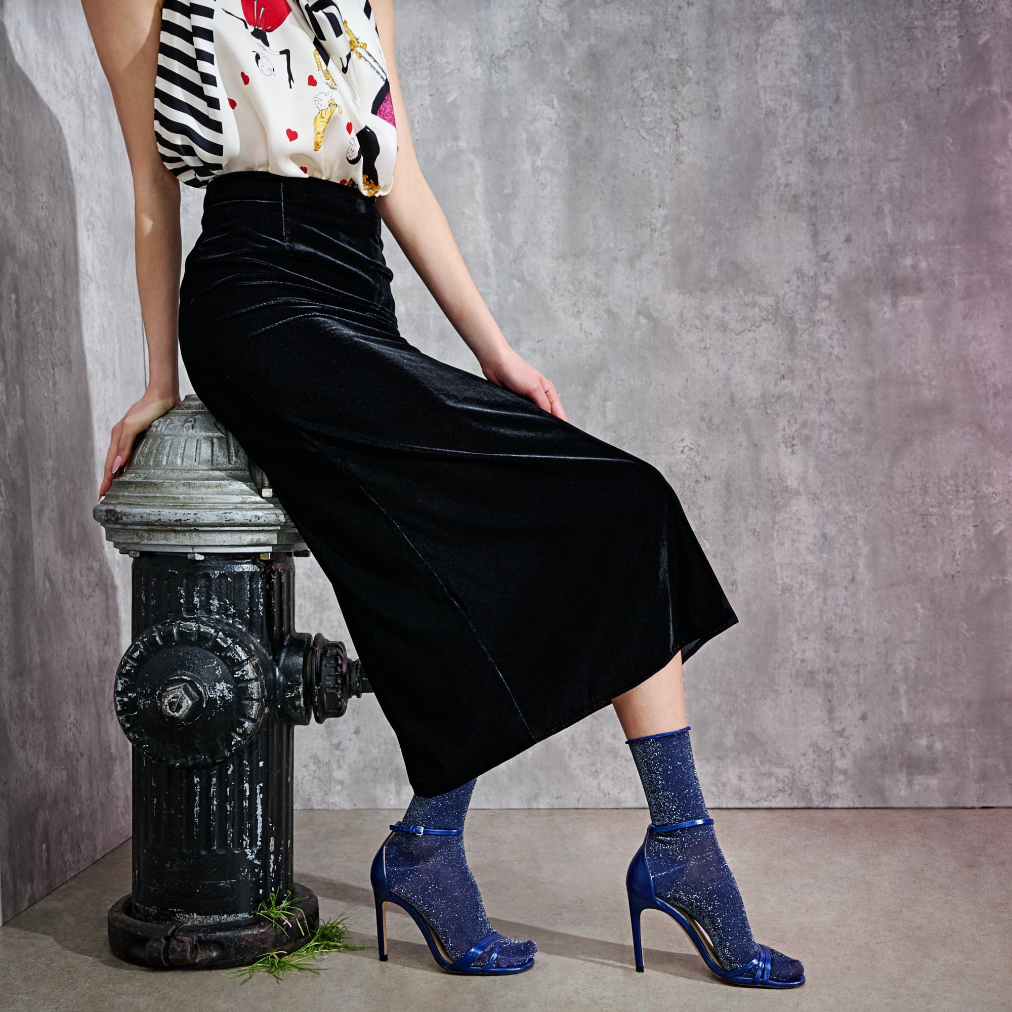 Soft Lamé Semi-Sheer  Crew Socks