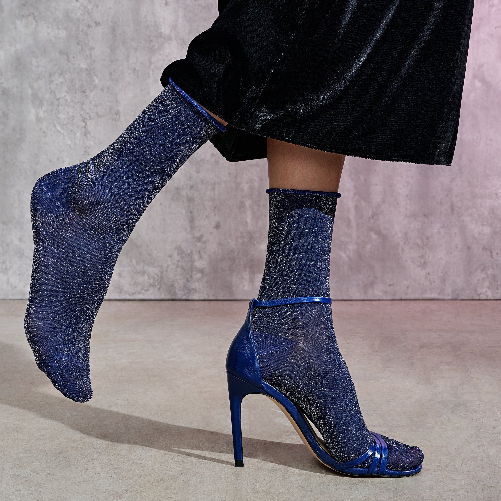 Soft Lamé Semi-Sheer  Crew Socks