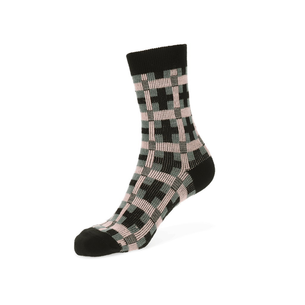 Jacquard Modern Plaid Merino  Crew Socks