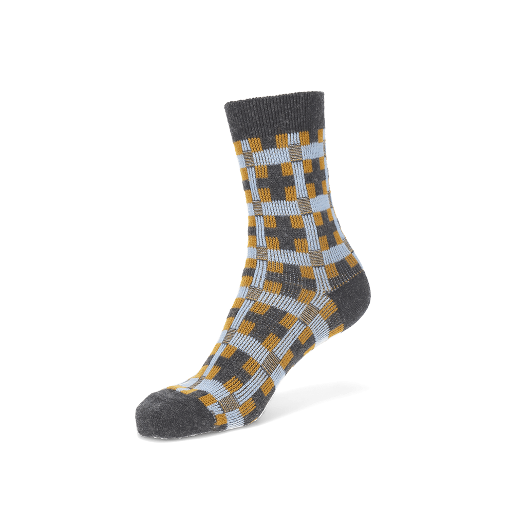 Jacquard Modern Plaid Merino  Crew Socks