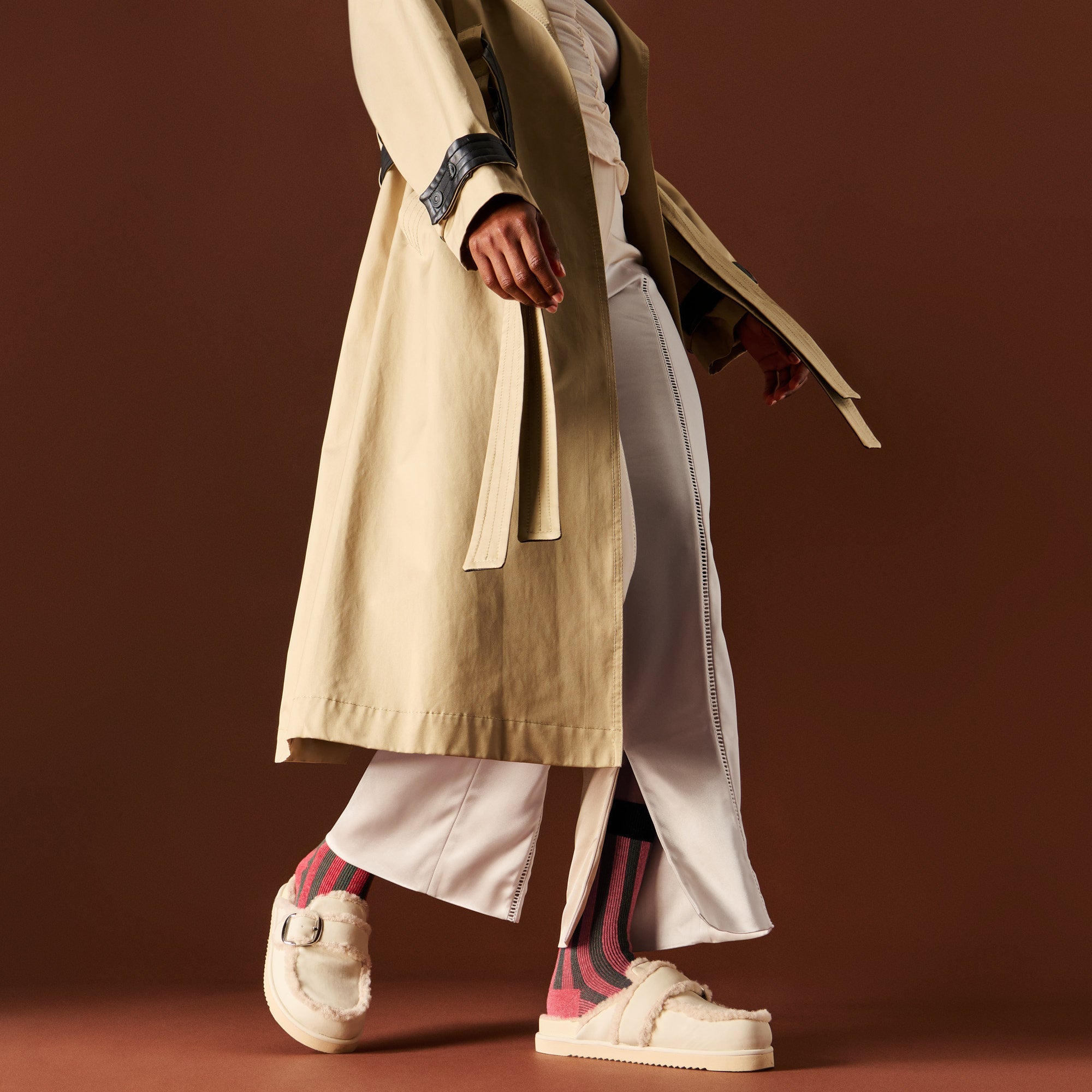 Jacquard Stripe Merino  Crew Socks