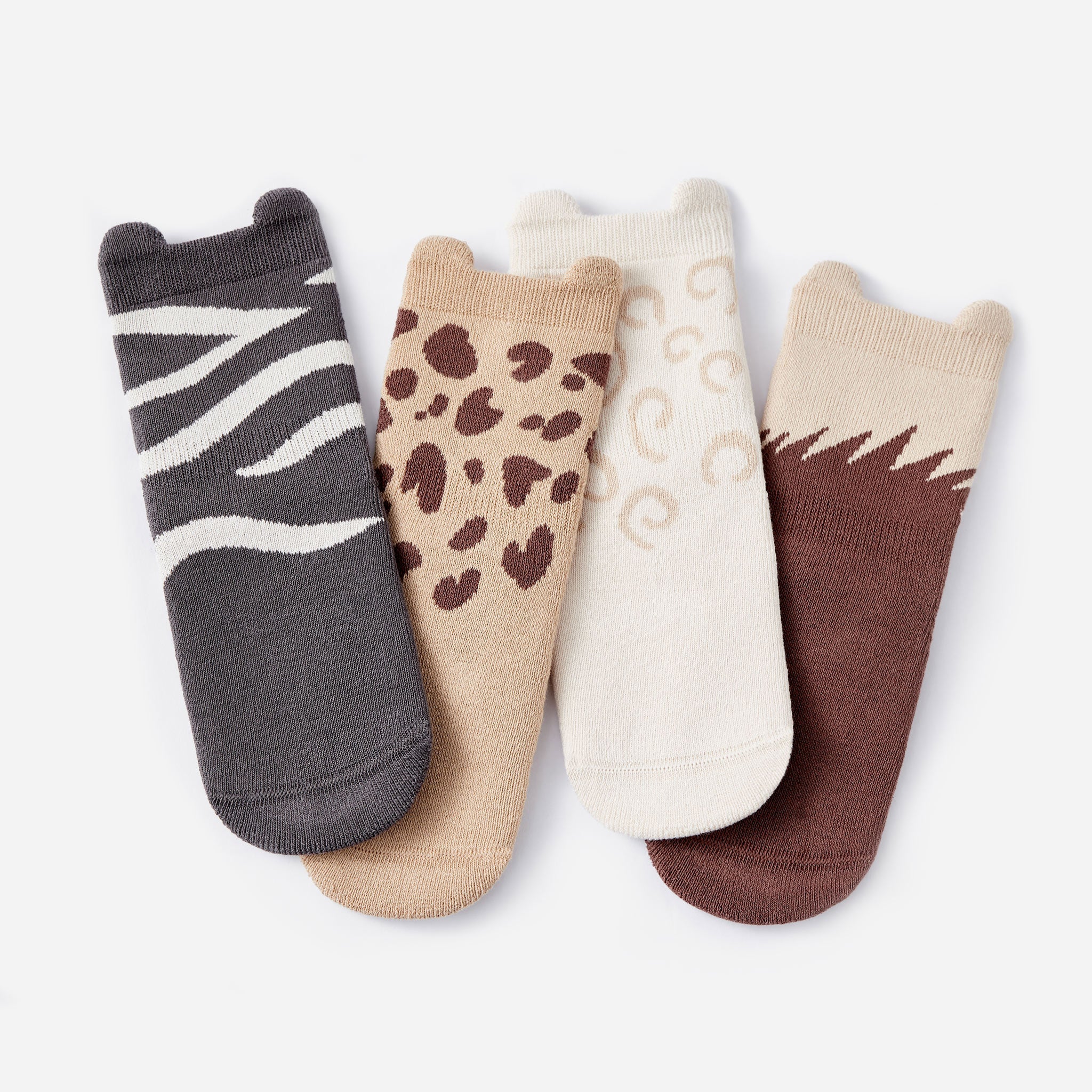 Who am I- Extra Warm- 4 Pairs of Stay-On Baby & Toddler Non-Slip Socks