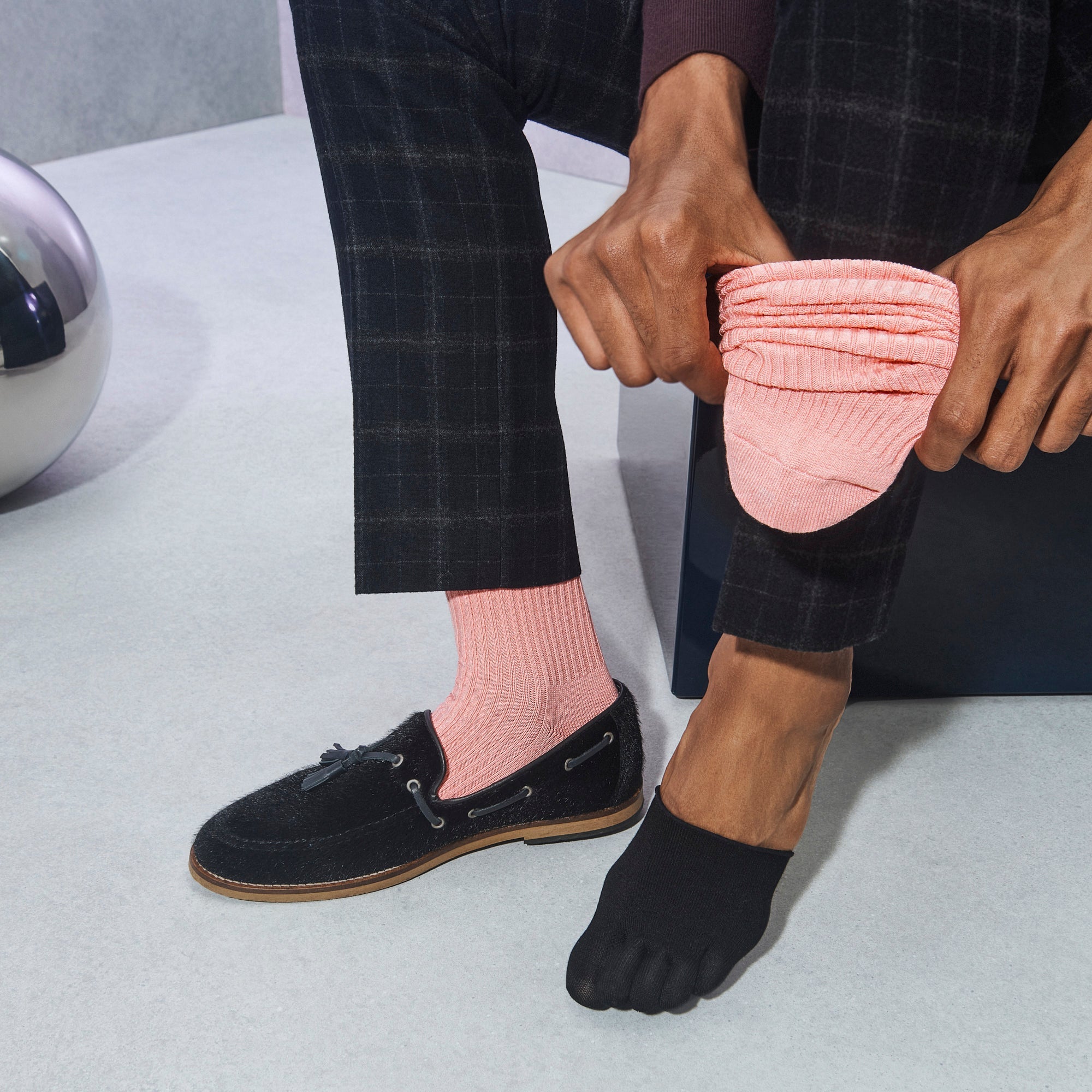 Green Tea Silk Toe Cover Socks