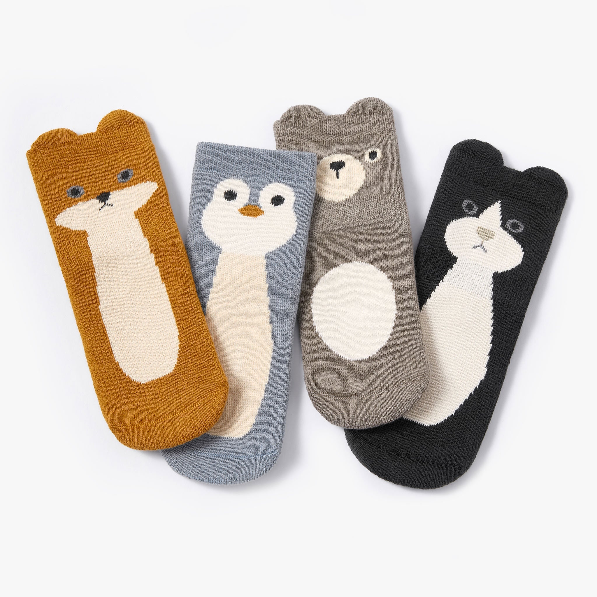 New- Critter Crew - Extra Warm - 4 Pairs of Stay-On Baby & Toddler Non-Slip Socks