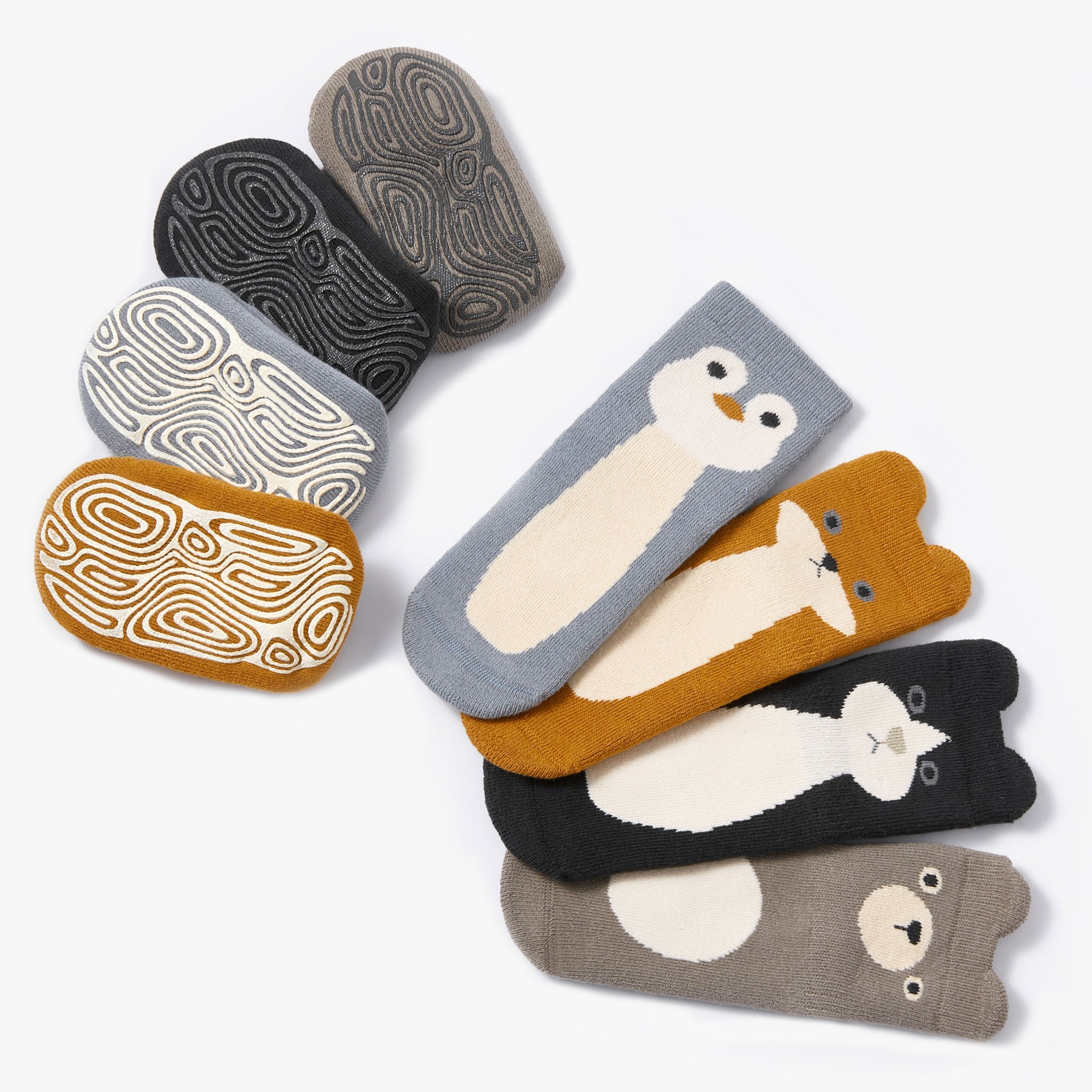 New- Critter Crew - Extra Warm - 4 Pairs of Stay-On Baby & Toddler Non-Slip Socks