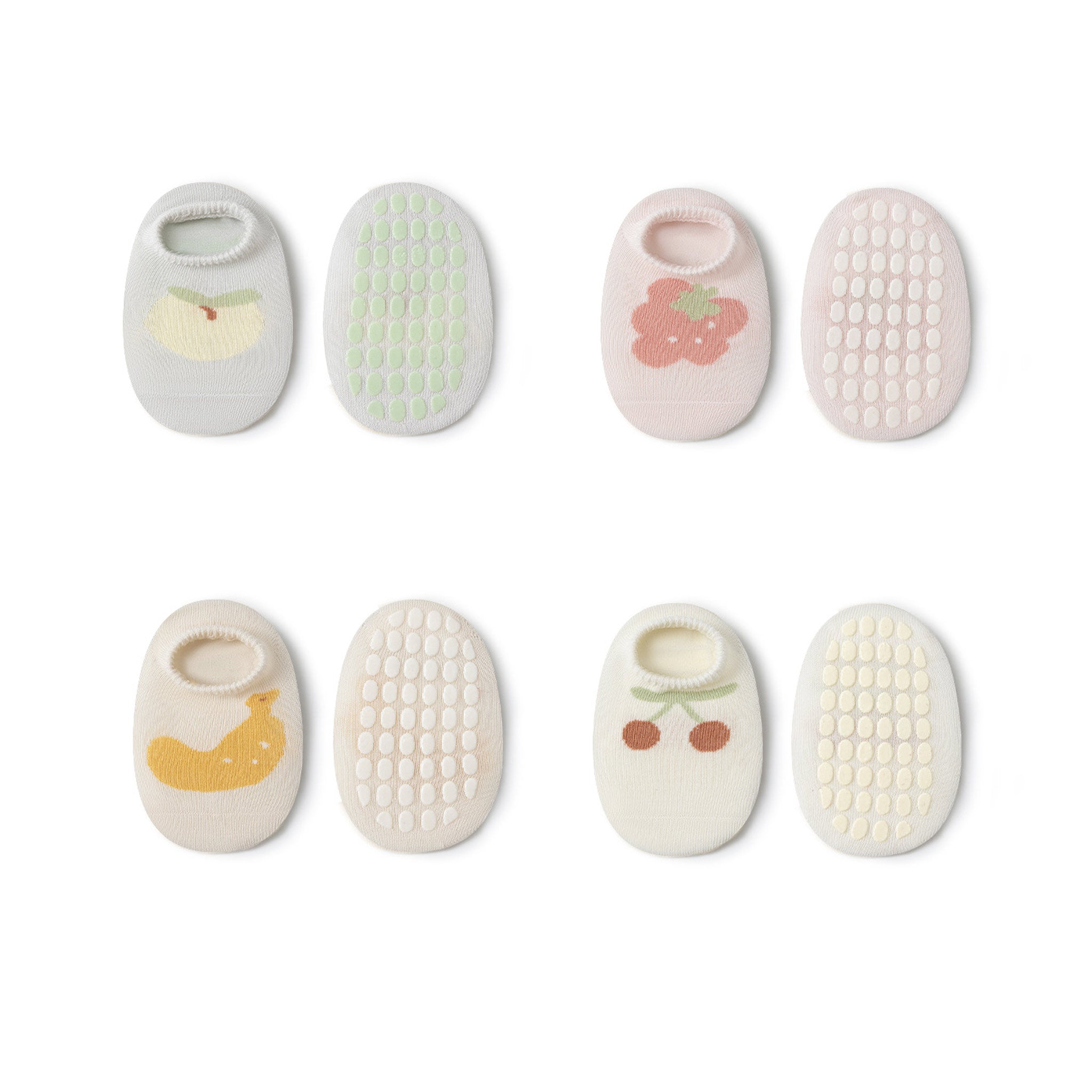 New- Summer Fruits- 4 Pairs of Stay-On Baby & Toddler Non-Slip Socks
