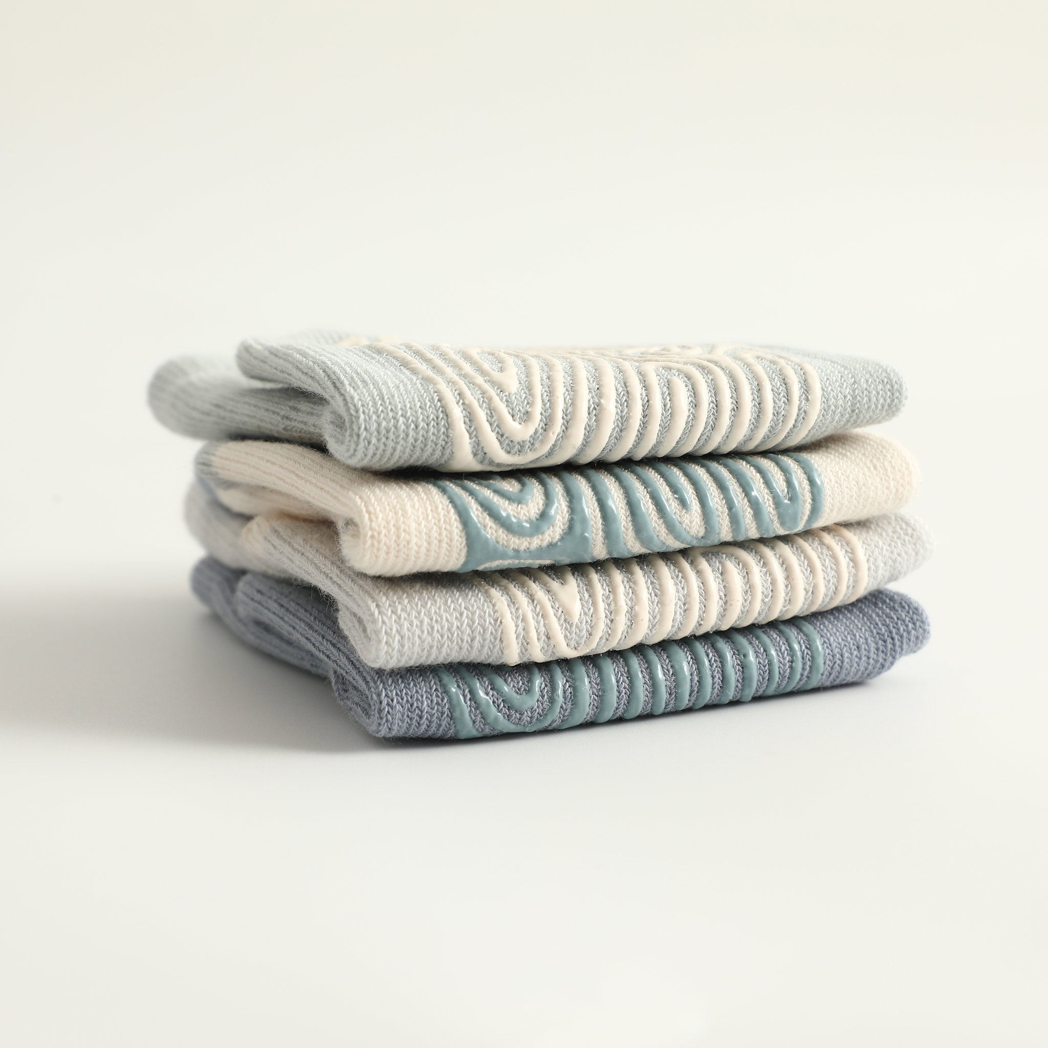 New- Into The Sea- Blue- Extra Warm- 4 Pairs of Stay-On Baby & Toddler Non-Slip Socks