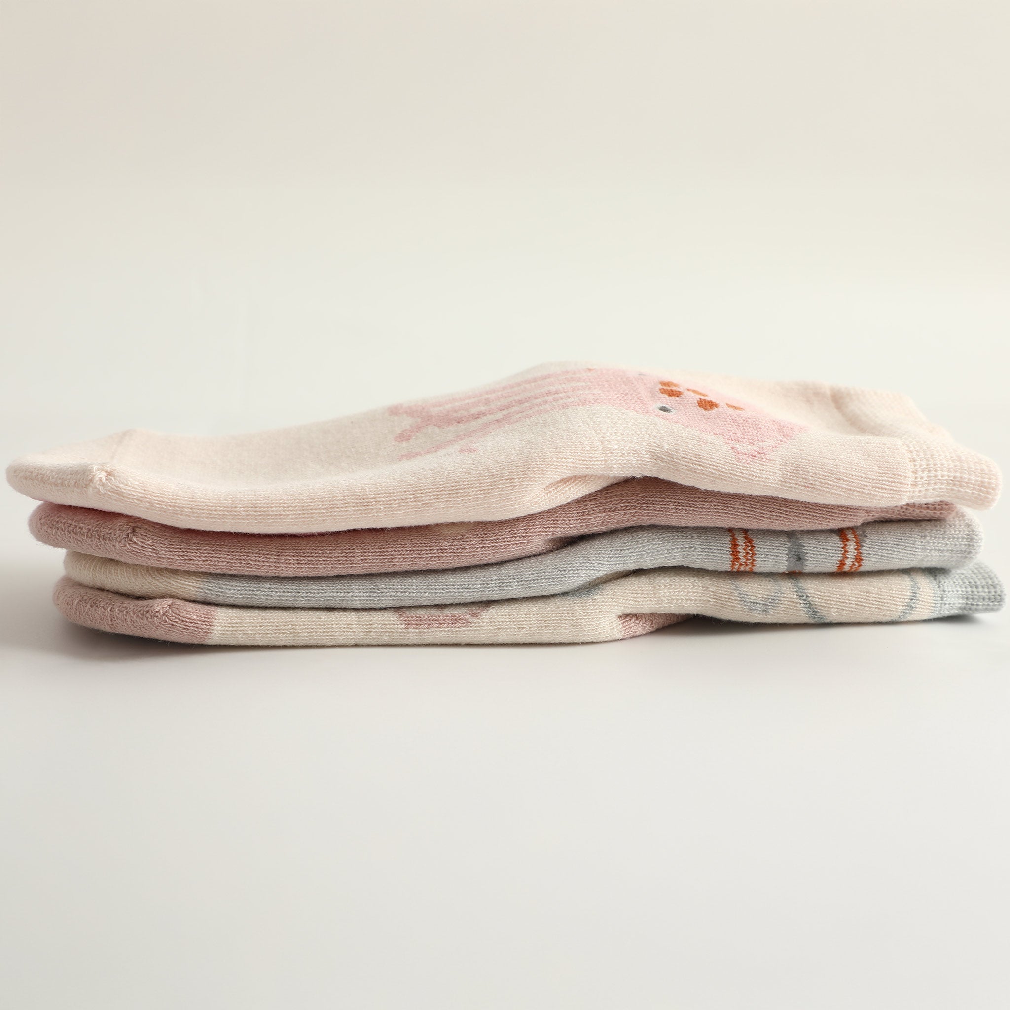 New- Into The Sea- Pink- Extra Warm- 4 Pairs of Stay-On Baby & Toddler Non-Slip Socks