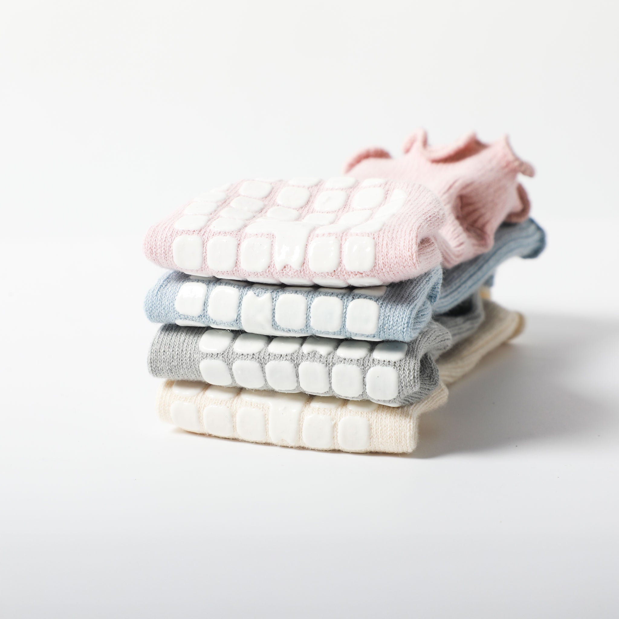 New- My Girl - 4 Pairs of Stay-On Baby & Toddler Non-Slip Socks- Blue