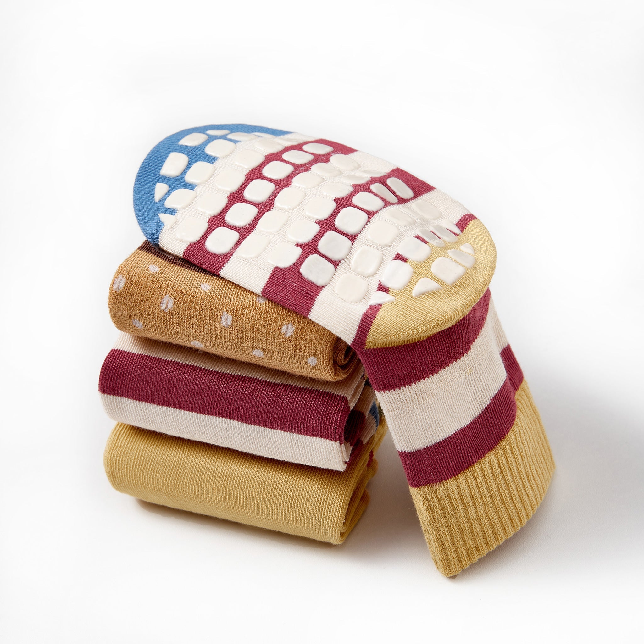 New- Hamburger - 3 Pairs of Stay-On Baby & Toddler Non-Slip Socks