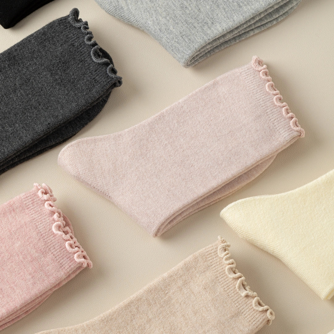 Wool Blend Ruffle-Top Crew