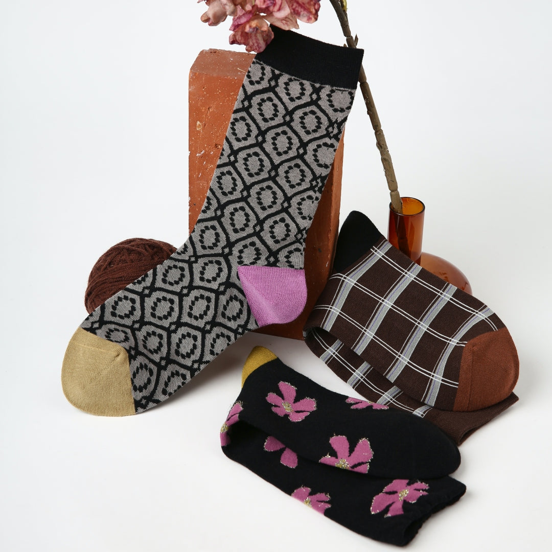 Retro Mod Floral & Plaid Geometric 3-Pack