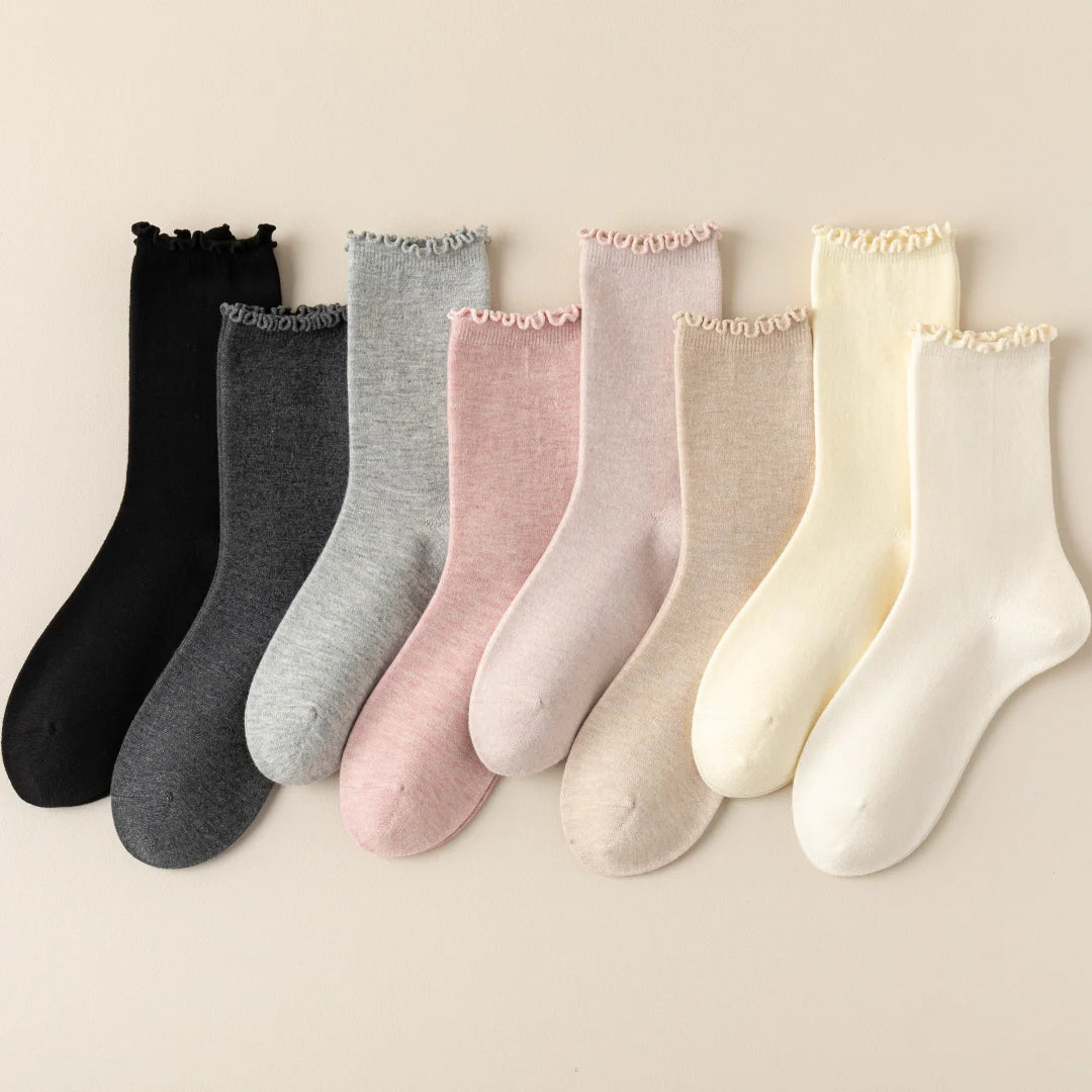 Wool Blend Ruffle-Top Crew