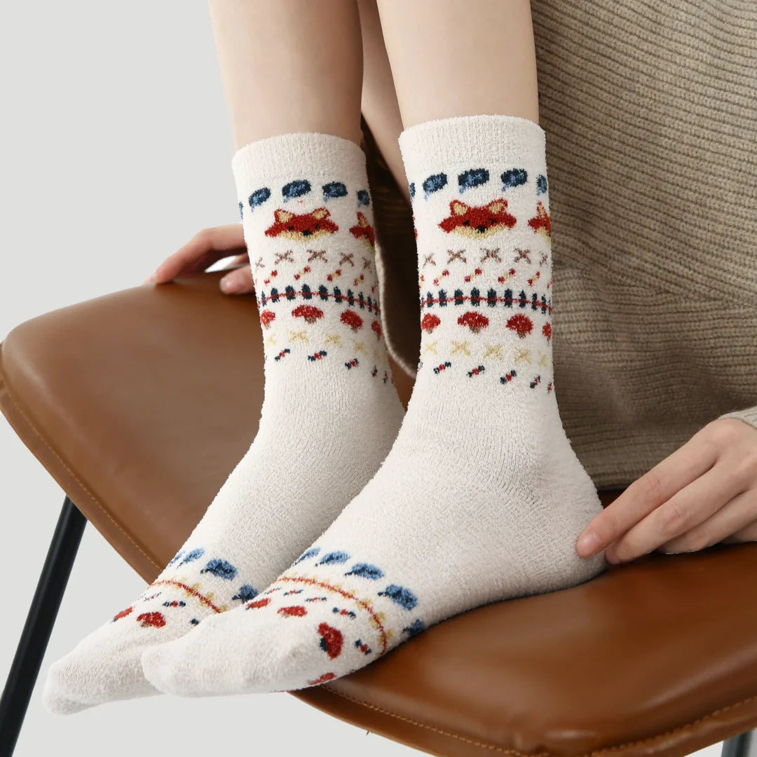 Fair Isle Fuzzy Home Socks 3-Pack