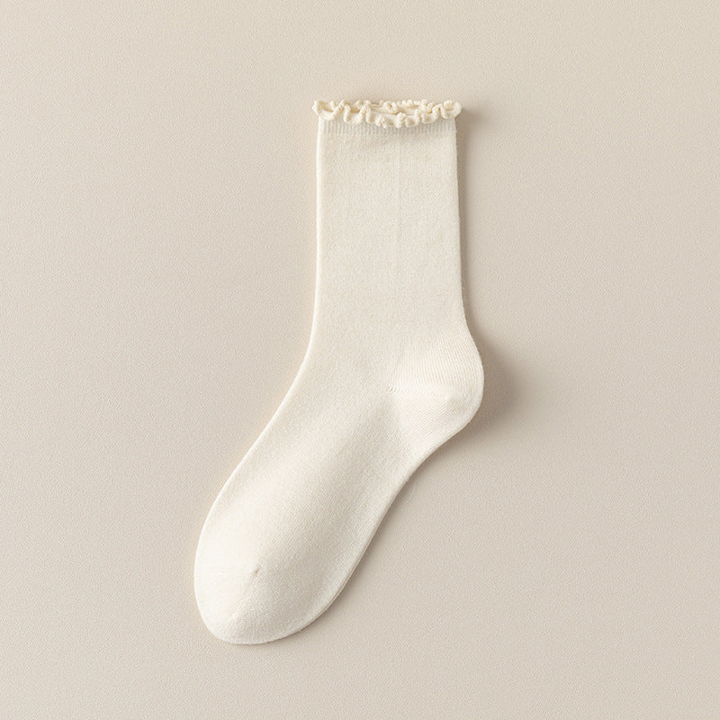 Wool Blend Ruffle-Top Crew