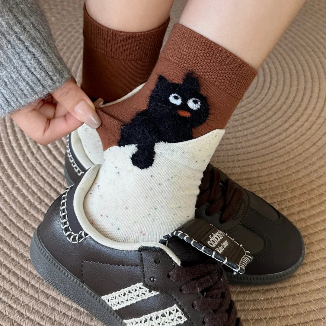 Peeking Cat Crew Socks