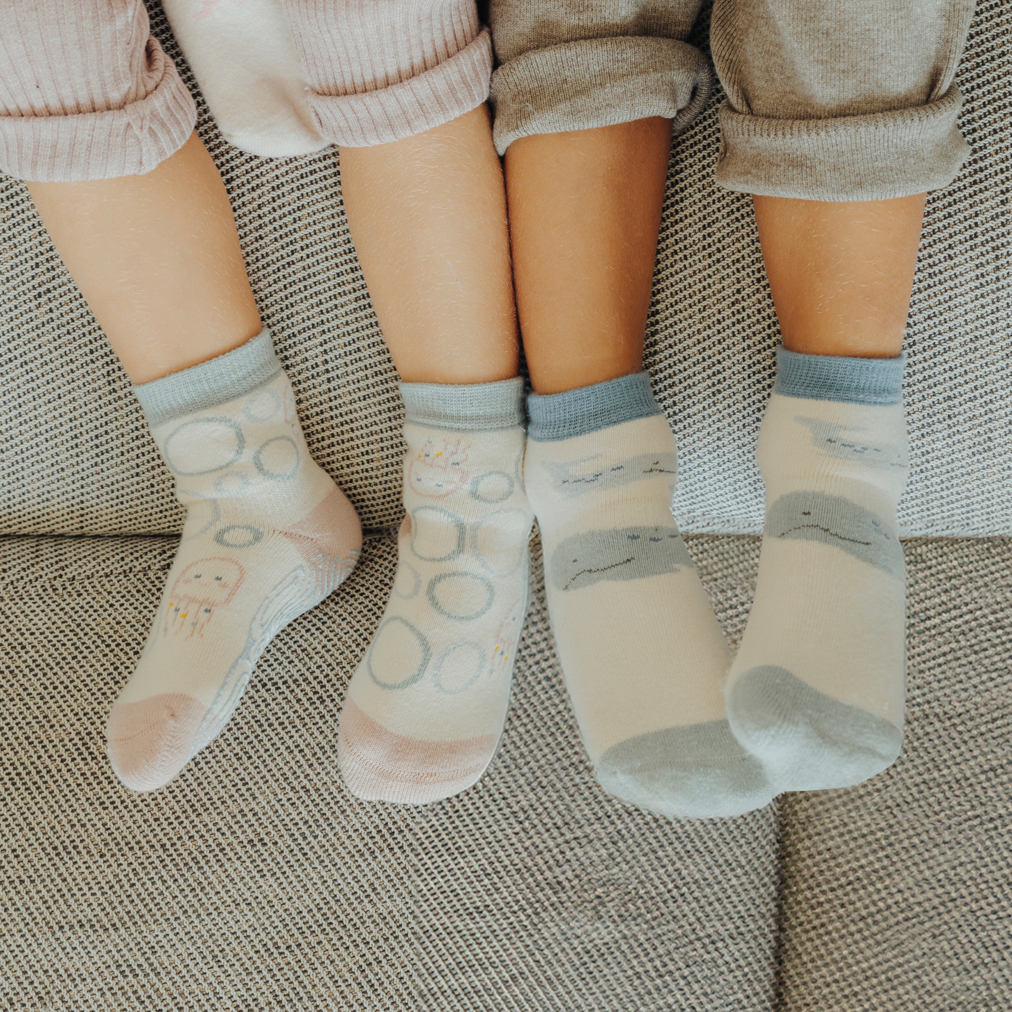 New- Into The Sea- Blue- 4 Pairs of Stay-On Baby & Toddler Non-Slip Socks