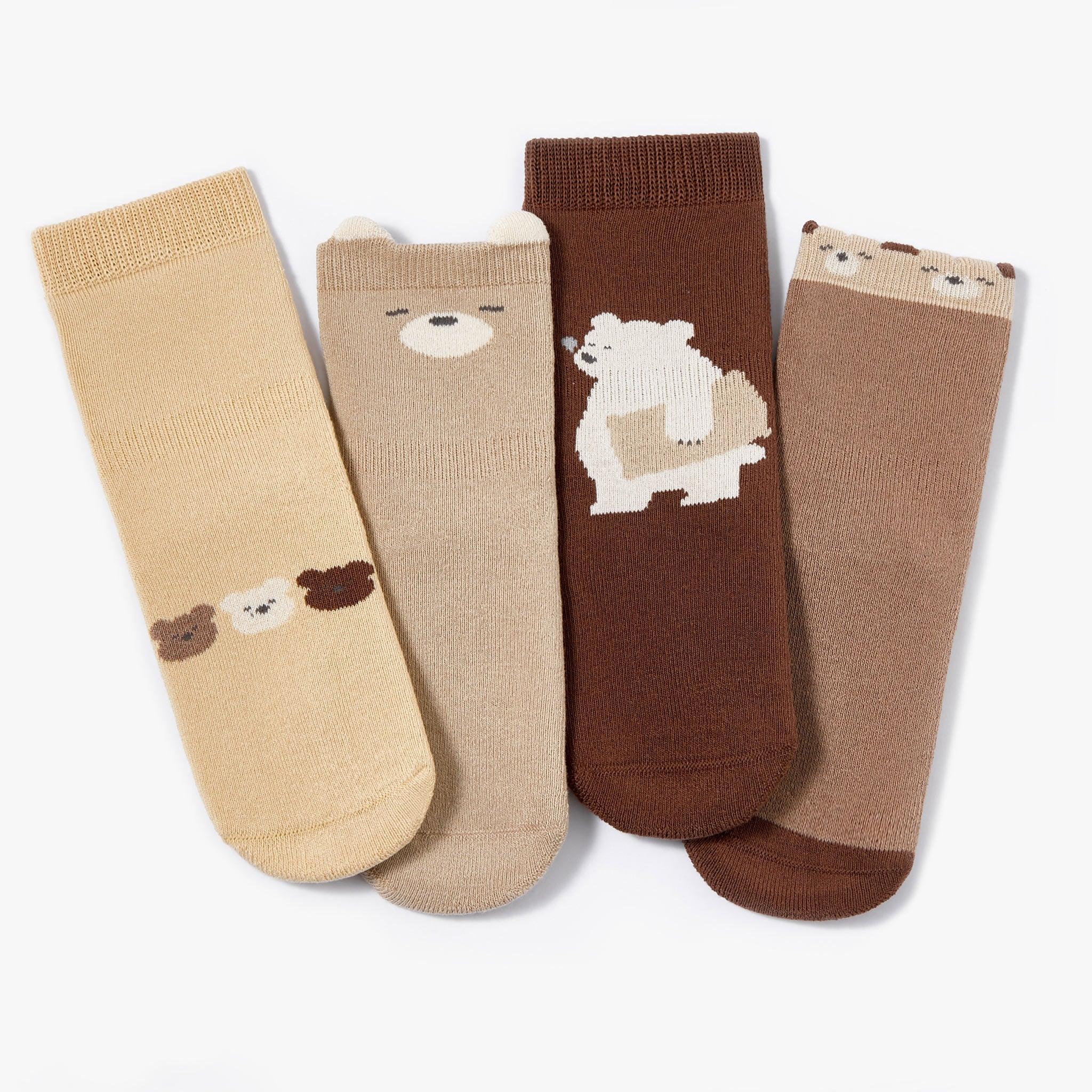 New- Where Is Bear’s Sleeping Cap - Extra Warm - 4 Pairs of Baby/Toddler Non-Slip Mid-Calf Socks + E-Book