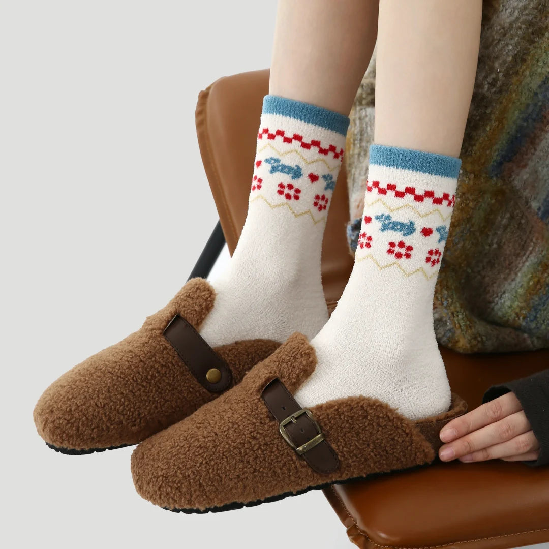 Fair Isle Fuzzy Home Socks 3-Pack