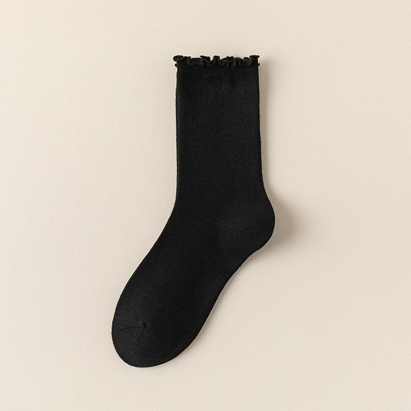 Wool Blend Ruffle-Top Crew