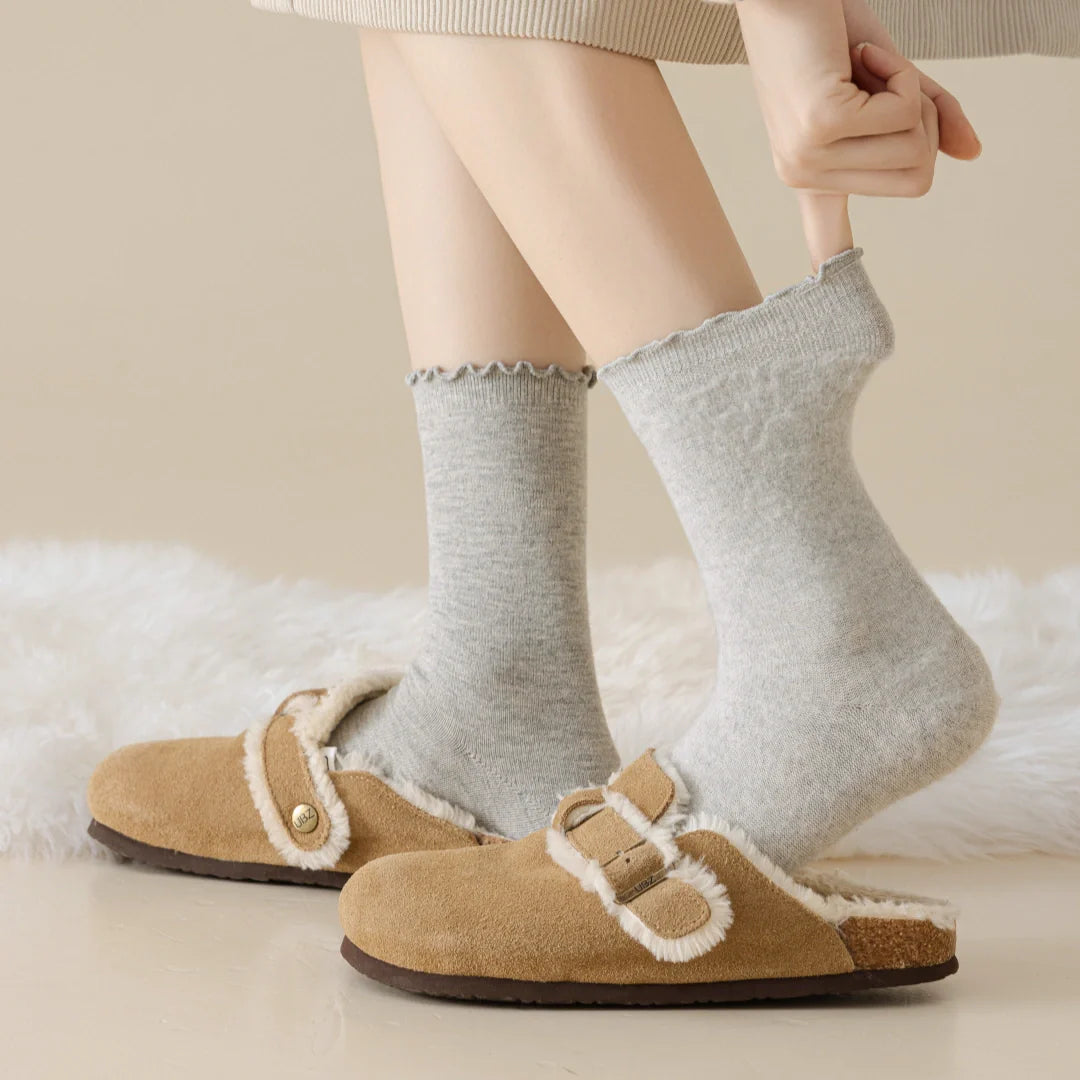 Wool Blend Ruffle-Top Crew