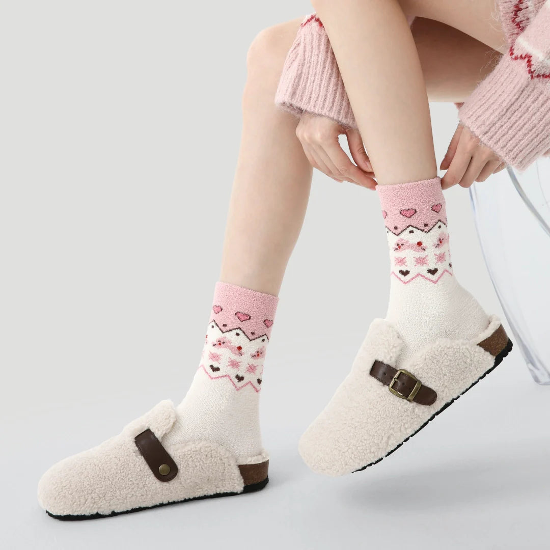 Fair Isle Fuzzy Home Socks 3-Pack
