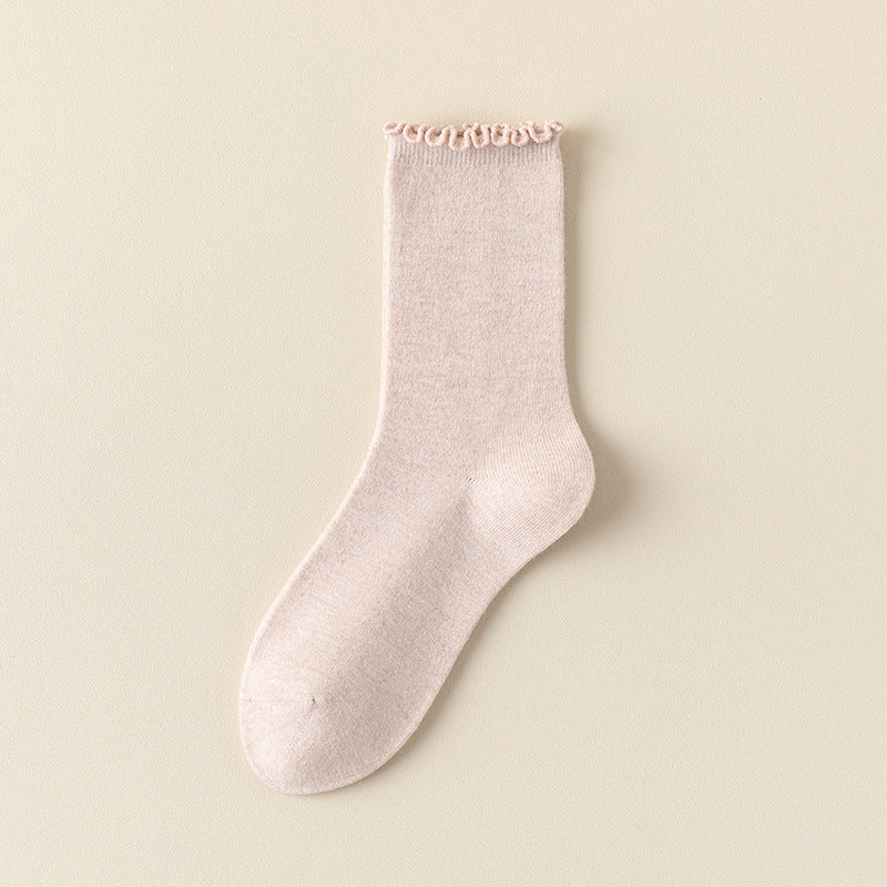 Wool Blend Ruffle-Top Crew